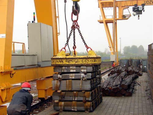 shovel, operator, magneet, metaal recycling